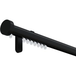 New Edge Blinds 145cm Black Styleline Gliding Curtain Pole Set with Stud End