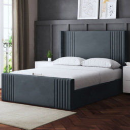 DS Living Elara Single Steel Winged Panel Ottoman Bed with Headboard