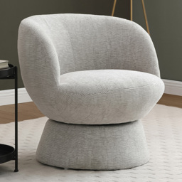 Tom Natural Woven Chenille Swivel Accent Tub Chair