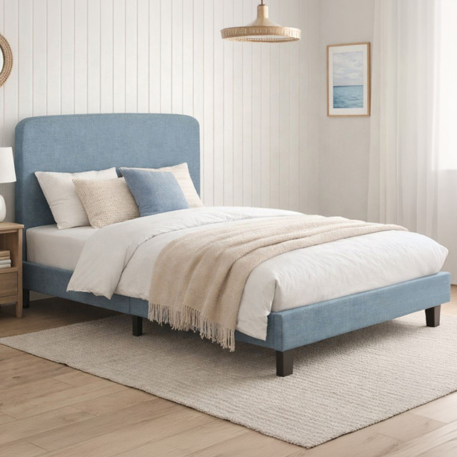 Birlea Jacob King Size Light Blue Upholstered Bed Frame - image 1