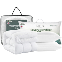 MHG Living Cot Bed Hollowfibre Mattress Topper with 2 Pillows
