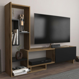 Decorotika Pega 6 Shelf Black and Oak TV Unit