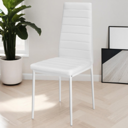 tectake High Backrest Padded White Dining Chair Set of 8