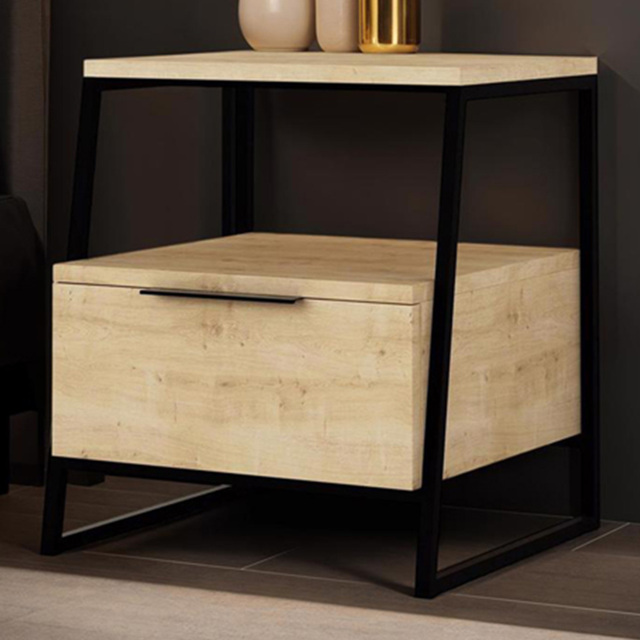 FWStyle Pal Oak Single Drawer Single Shelf Bedside Table