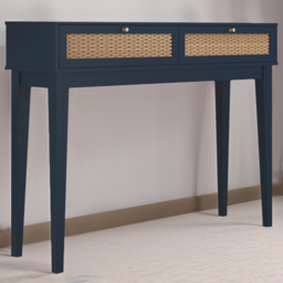 Bordeaux 2 Drawer Blue Rattan Dressing Table