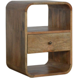 Artisan Furniture London Brown Single Drawer 2 Shelf Solid Wood Bedside Table - thumbnail 2