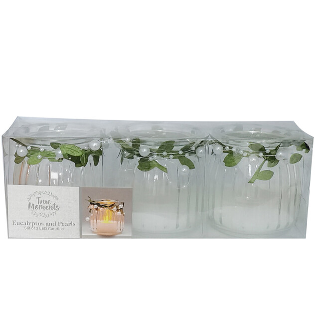 Eucalyptus and Pearl LED Candle 3 Pack