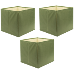 Homebase Plain Green Compact Cube Storage Insert 3 Pack - thumbnail 1
