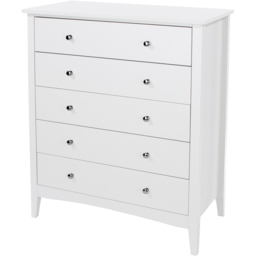 Core Products Como 5 Drawer White Chest of Drawers - thumbnail 4