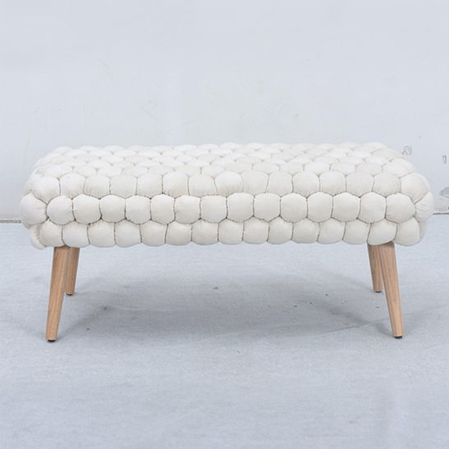 Artemis Home Cushla Cream Bubbly Velvet Large Footstool - image 1
