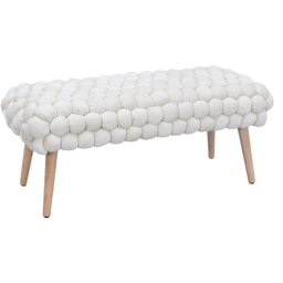 Artemis Home Cushla Cream Bubbly Velvet Large Footstool - thumbnail 3
