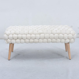 Artemis Home Cushla Cream Bubbly Velvet Large Footstool - thumbnail 1