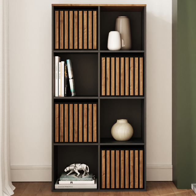 GFW Kube Black and Walnut 4 Drawer 4 Shelf Storage Unit - image 1