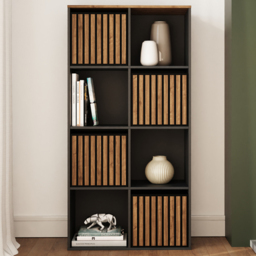 GFW Kube Black and Walnut 4 Drawer 4 Shelf Storage Unit