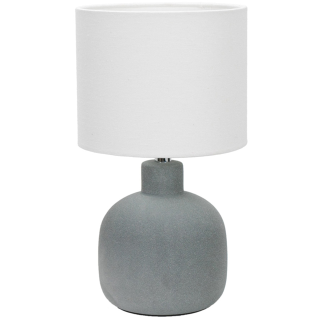 ValueLights Chelsea Natural Linen Shade Sandblast Grey Ceramic LED Table Lamp - image 1