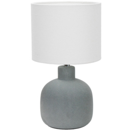 ValueLights Chelsea Natural Linen Shade Sandblast Grey Ceramic LED Table Lamp
