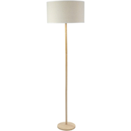 ValueLights Triston White Edge Drum Shade Light Wood LED Floor Lamp