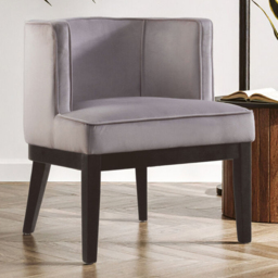 Premier Housewares Daxton Light Grey Velvet Curved Back Chair - thumbnail 1