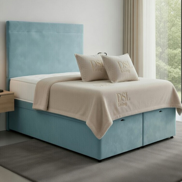 DS Living Muse Duck Egg Single Plush Velvet Divan Bed - image 1