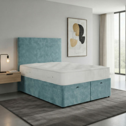 DS Living Muse Duck Egg Single Plush Velvet Divan Bed - thumbnail 4