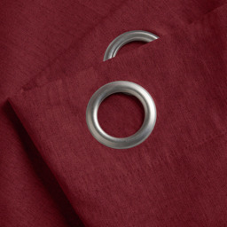 Alan Symonds Linen Look Blackout Ring Top Eyelet Curtains Red 110 x 229cm - thumbnail 2
