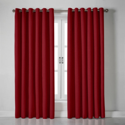 Alan Symonds Linen Look Blackout Ring Top Eyelet Curtains Red 110 x 229cm