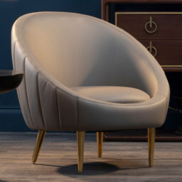 Premier Housewares Lagero Brown Leather Effect Curved Cocoon Chair - thumbnail 1