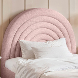 Flair Ava Single Pink Boucle Fabric Bed with Rounded Rainbow Headboard - thumbnail 2