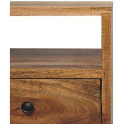 Artisan Furniture Mini Oak Classic 2 Drawer Single Shelf Mango Wood Open Bedside Table - thumbnail 4