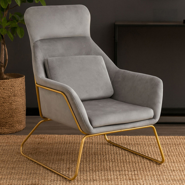 Premier Housewares Stockholm Grey Velvet Armchair - image 1