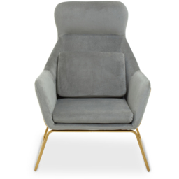 Premier Housewares Stockholm Grey Velvet Armchair - thumbnail 3