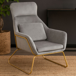 Premier Housewares Stockholm Grey Velvet Armchair - thumbnail 1