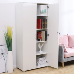 MMT Furniture Designs 2 Door White Wooden Lockable Filing Cabinet