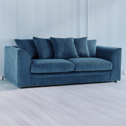 Luxor 3 Seater Marine Jumbo Cord Fabric Sofa Set with Scatter Back