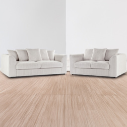 Portland Luxor 5 Seater Cream Jumbo Cord Sofa Set with Scatter Back