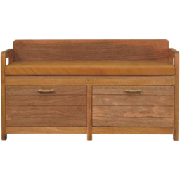 Artisan Furniture Oxford Oak-ish Brown 2 Drawer Solid Wood Upholstered Storage Bench - thumbnail 2