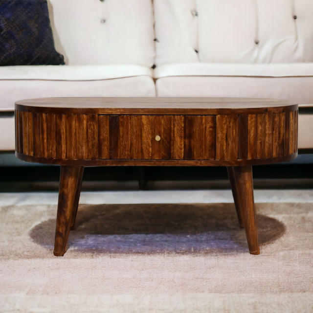 Artisan Furniture Chestnut 2 Drawer Solid Wood Stripe Pattern Coffee Table - image 1