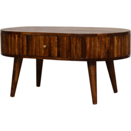Artisan Furniture Chestnut 2 Drawer Solid Wood Stripe Pattern Coffee Table - thumbnail 4