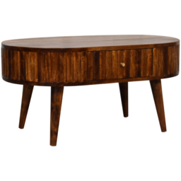 Artisan Furniture Chestnut 2 Drawer Solid Wood Stripe Pattern Coffee Table - thumbnail 3