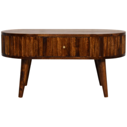 Artisan Furniture Chestnut 2 Drawer Solid Wood Stripe Pattern Coffee Table - thumbnail 2