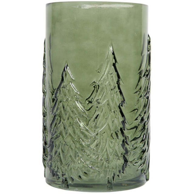 Nordic Large Green Forest Hurricane Glass Candle Holder - image 1