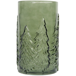 Nordic Large Green Forest Hurricane Glass Candle Holder