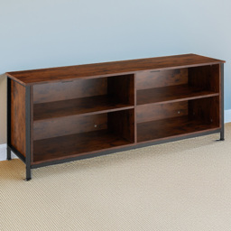tectake Navan 4 Shelf Dark Rustic Wooden Compact TV Unit