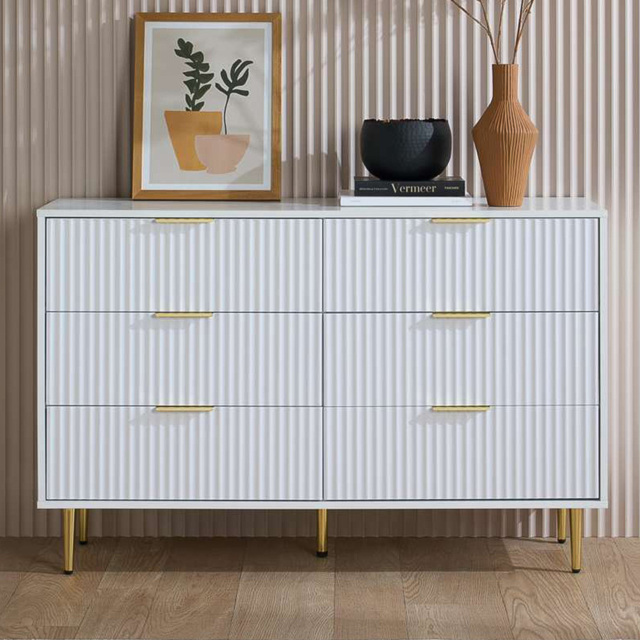 Birlea Zara 6 Drawer White Fluted Chest of Drawers - image 1