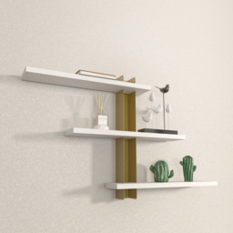 Decorotika Mita White and Gold 3 Tier Wall Mounted Shelf - thumbnail 3