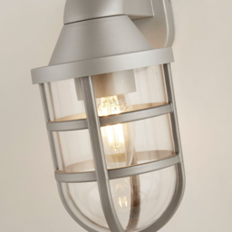 Lighting Collection IP44 Mariner Silver Outdoor Wall Light - thumbnail 4