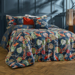 Paoletti Koi Pond Super King Size Midnight 200 Thread Count Reversible Duvet Set