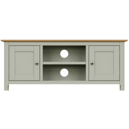 FWStyle Taberno 2 Door 2 Shelf Sage Green and Oak TV Unit - thumbnail 3