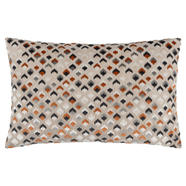 Paoletti Lexington Ginger and Grey Velvet Jacquard Cushion - image 1