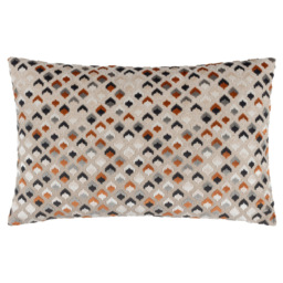 Paoletti Lexington Ginger and Grey Velvet Jacquard Cushion